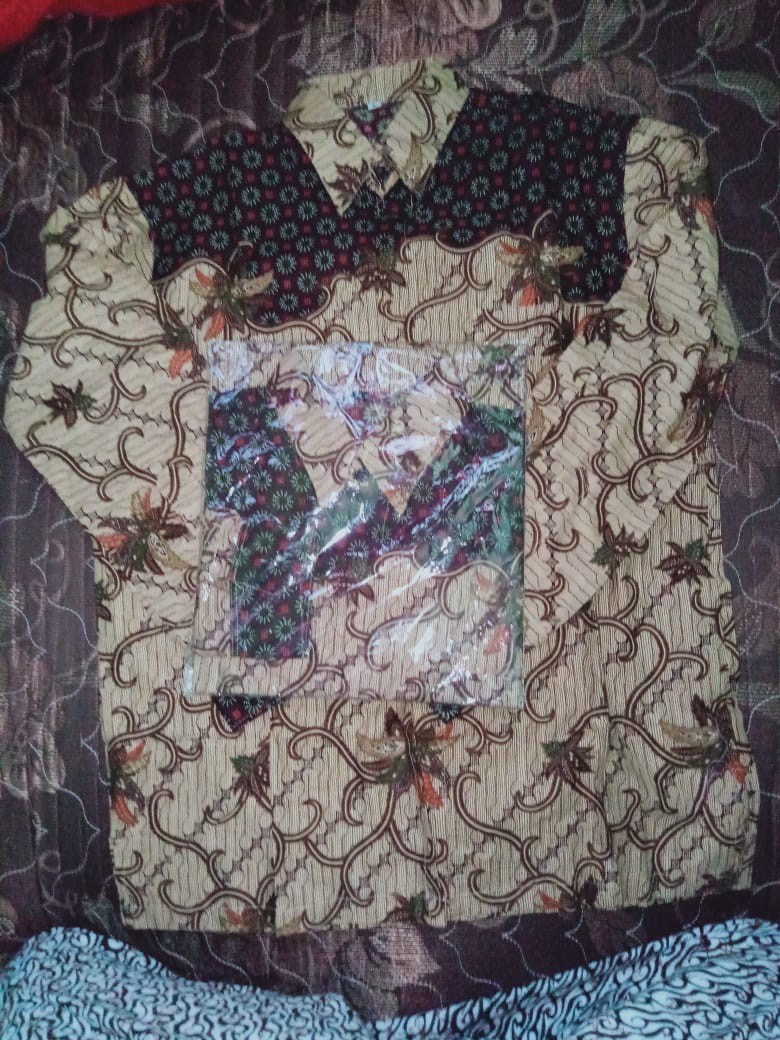 Risna Batik Hrb026 Kenongo Kemeja Hem Pendek Padi Murah Keren M L Xl  Batik Pria Wajik Biru