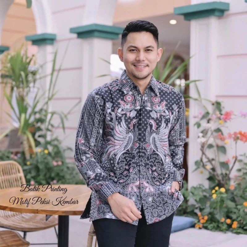 Motif Peksi Kembar Kemeja Batik Pria Original Prabuseno Full Furing Modern Pakaian Dewasa