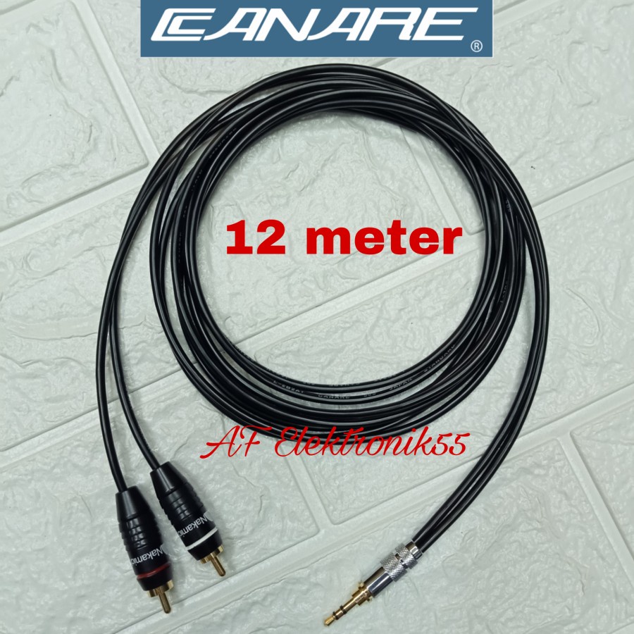 Kabel Canare kecil Jack Akai Mini 3.5 MM To 2 RCA 12 Meter