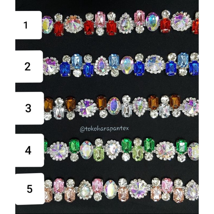 Aplikasi Permata Payet Meteran TR02 Aksesoris Hiasan Baju Gaun Pesta Dijual Meter