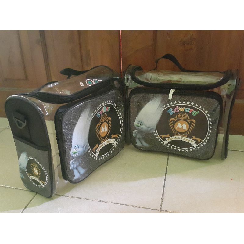 Tas slempang saku mika souvenir gambar printing castem.free desain gambar plus foto