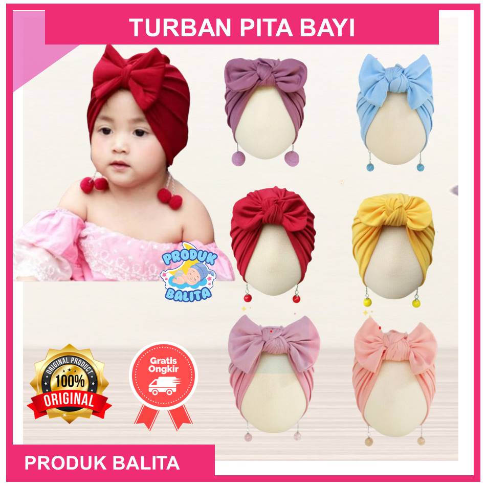 Turban Bayi Pom-pom Turban Anak Pita Acsesoris Kepala Bayi New Born