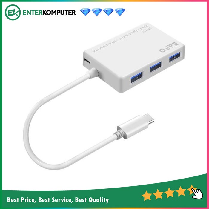 Bafo USB Type C To Gigabit LAN + USB HUB 3 Port USB 3.0 - BF-333