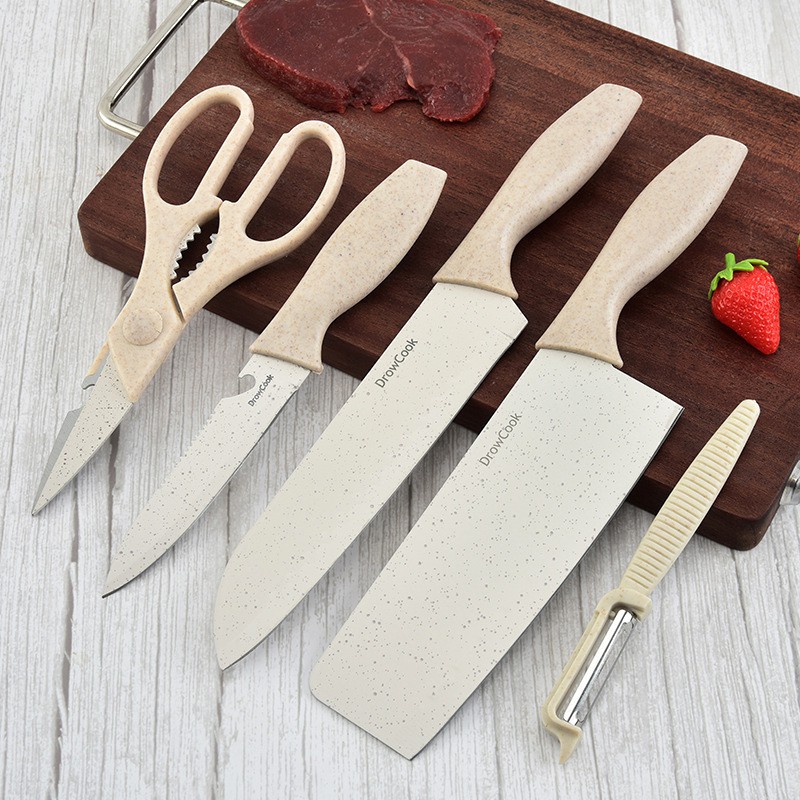 LCX Pisau Set 6 in 1 / Knife Set 6 in 1 Dengan Wadah /Pisau Jerami Gandum Berkualitas /VS-1814