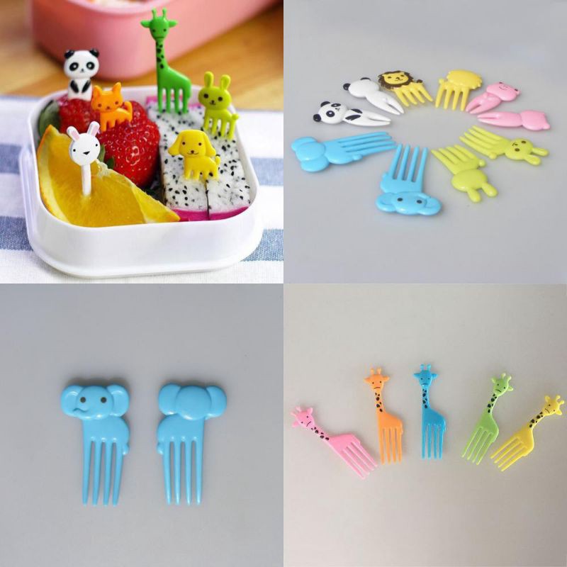 Set 10Pcs Garpu Buah Mini Tusukan Bento Karakter Lucu