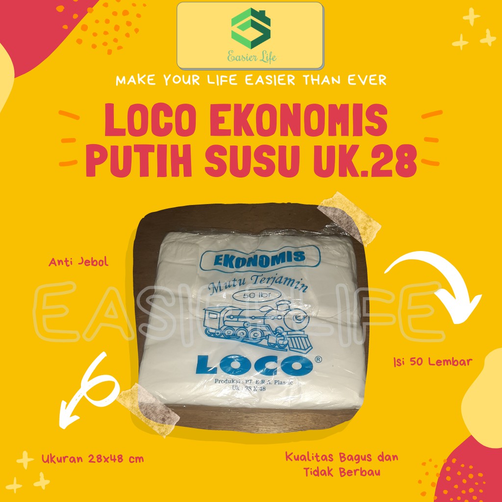 Kantong Plastik Kresek Loco Ekonomis Putih 28 Tipis Per Pack