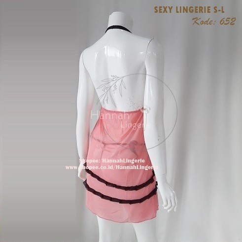 Size S M L, Hannah Lingerie Original, Baju Tidur Seksi Warna Pink CantikTransparan Seksi Hot Isi Seserahan 652