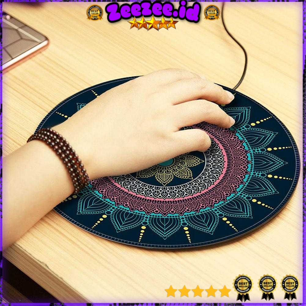 Mouse Pad Model Bulat Anti Slip Vintage Bohemian 200mm