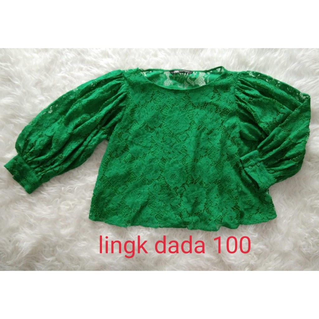 ZARA LACE GREEN TOP for WOMAN sise S