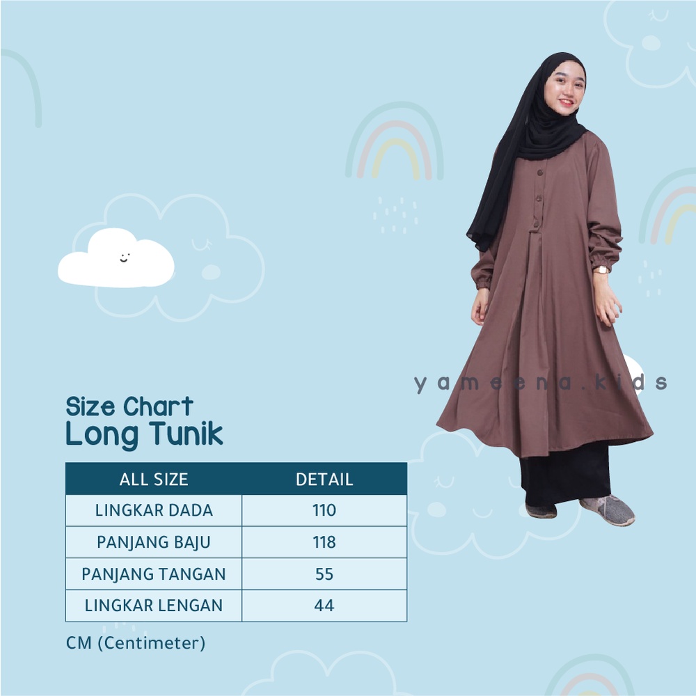 Gamis Perempuan Zheefir Long Tunik Coffee  Baju Muslim Wanita Busui Friendly Bahan Cotton Premium By Yameenakids