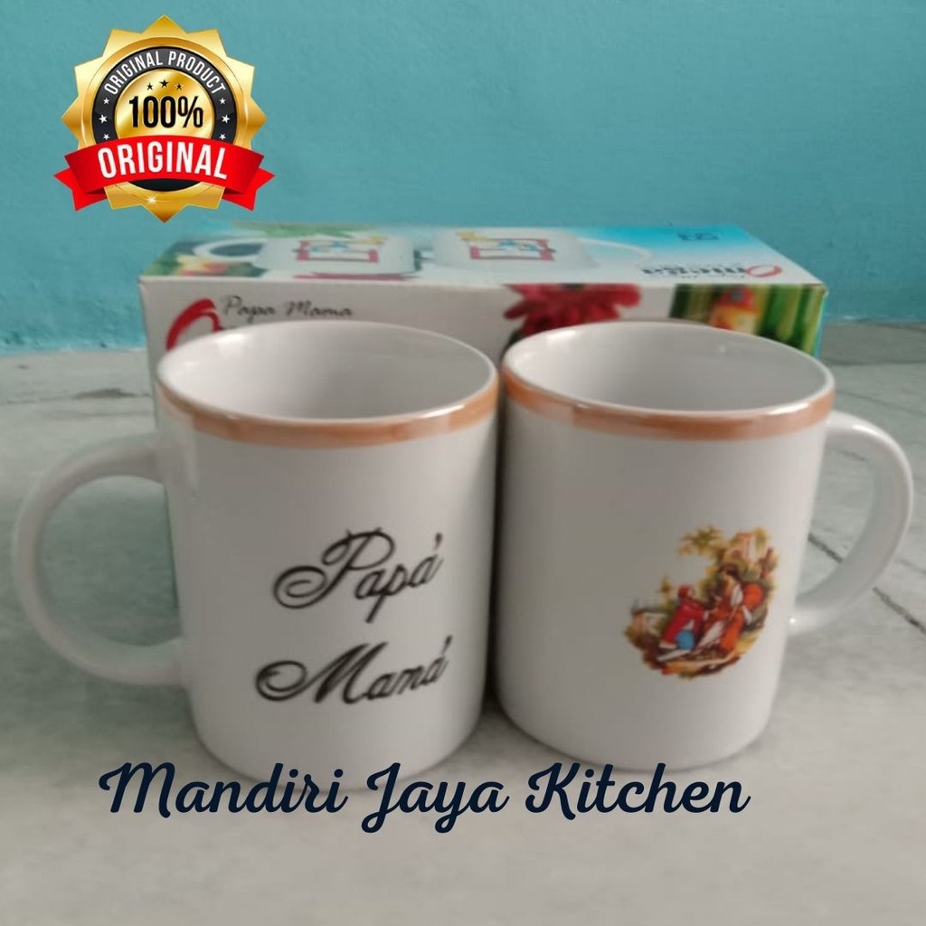 Gelas Papa Mama 2pcs/Mug Couple Papa Mama/Cangkir Papa Mama