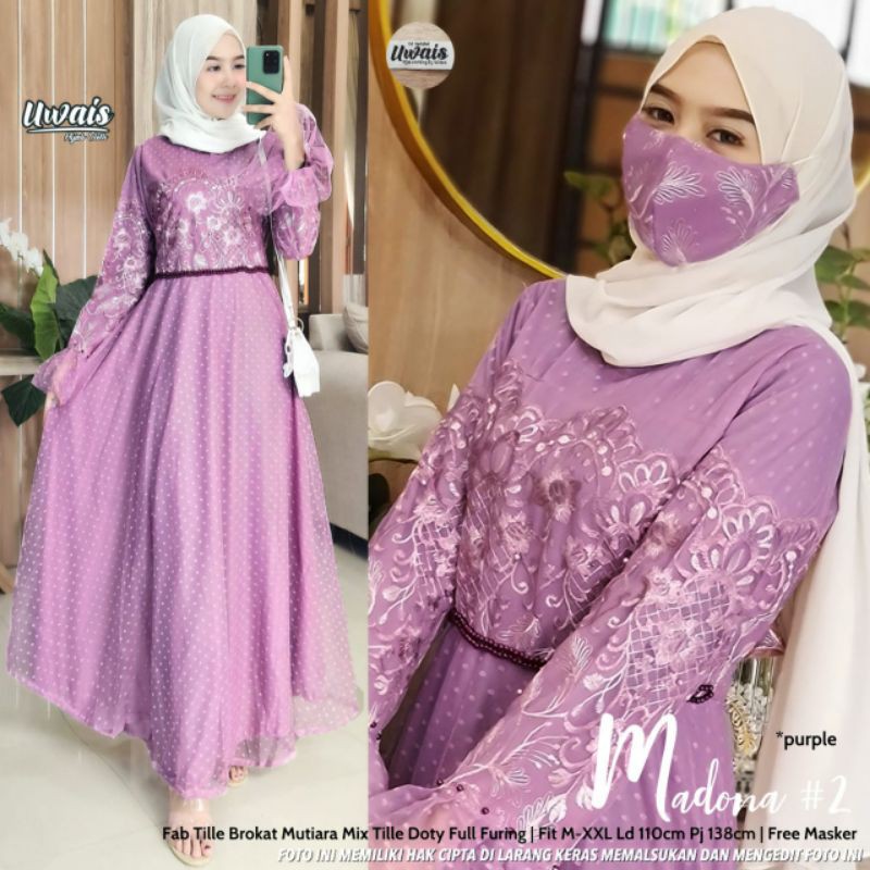 MADONA BY UWAIS HIJAB CLOTH [FASHION MUSLIM]//DRESS MUSLIM//GAMIS MUSLIM /TILLE BRUKAT MUTIARA