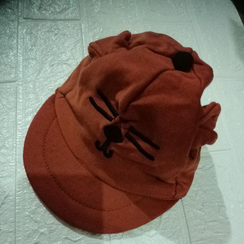 LYSASHOP - Topi Anak Bayi Lucu Motif Kucing/Topi Kupluk Bayi-Bata