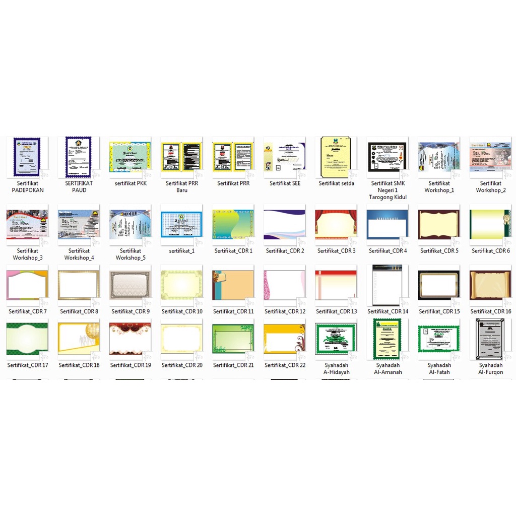 Paket Template Desain Sertifikat Siap Edit Design Format CDR Coreldraw Usaha Percetakan Multimedia Termurah Terlaris NP48