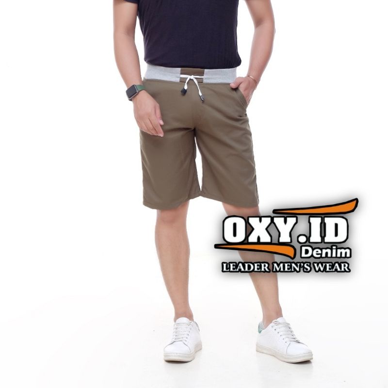 [BIG SIZE] Celana Chino Pendek Pria mick pinggang karet rip katun twill krem coklat surfing santaI