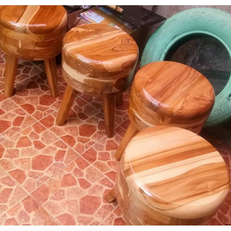 Kursi Stool Bulat Kayu Jati