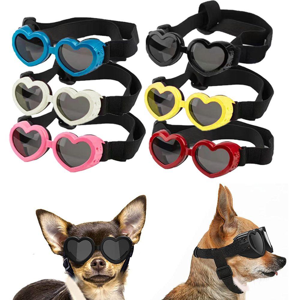 Solighter Kacamata Hitam Anjing Kecil Pet Sunglasses Colorful UV Protection Tahan Air Memakai Perlindungan Tali Yang Dapat Disesuaikan Kaca Depan