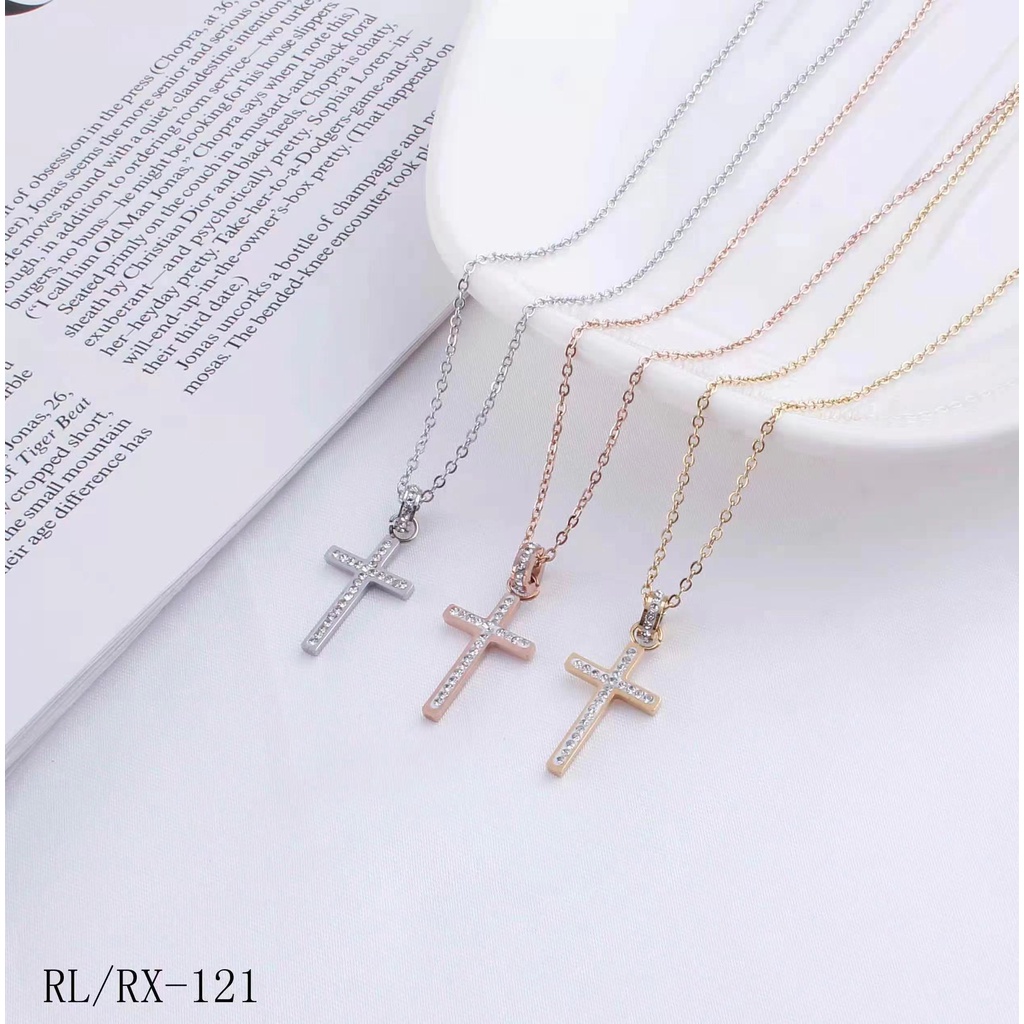 Titanium Kalung Cross Permata Perhiasan Fashion Jewellery 121