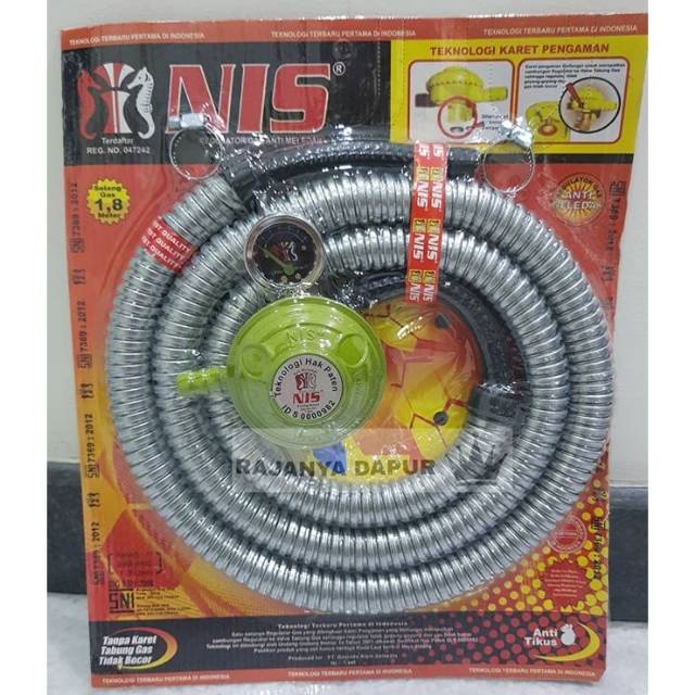 Regulator meter dan selang nis / regulator selang paket NIS / selang regulator kompor