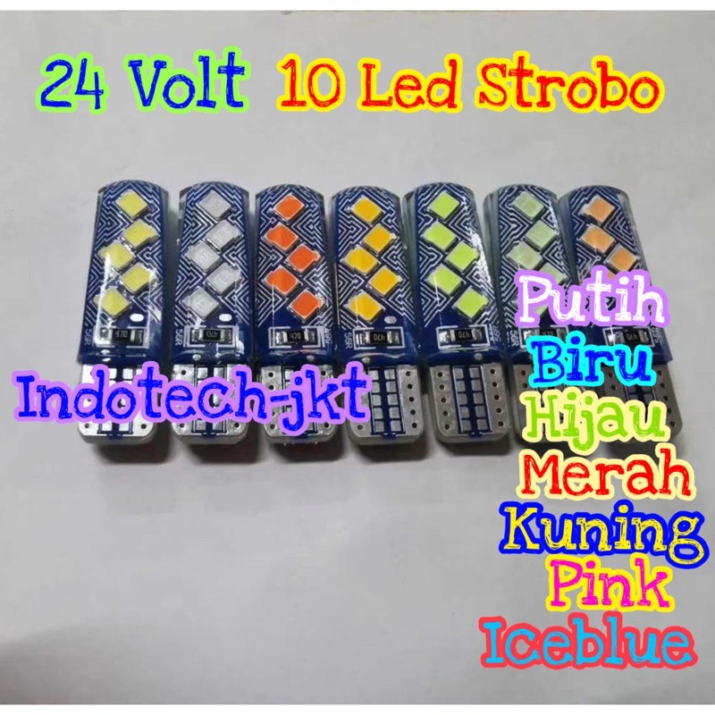 Lampu Senja T10 24 Volt 10 Led nyala kedip model diamond