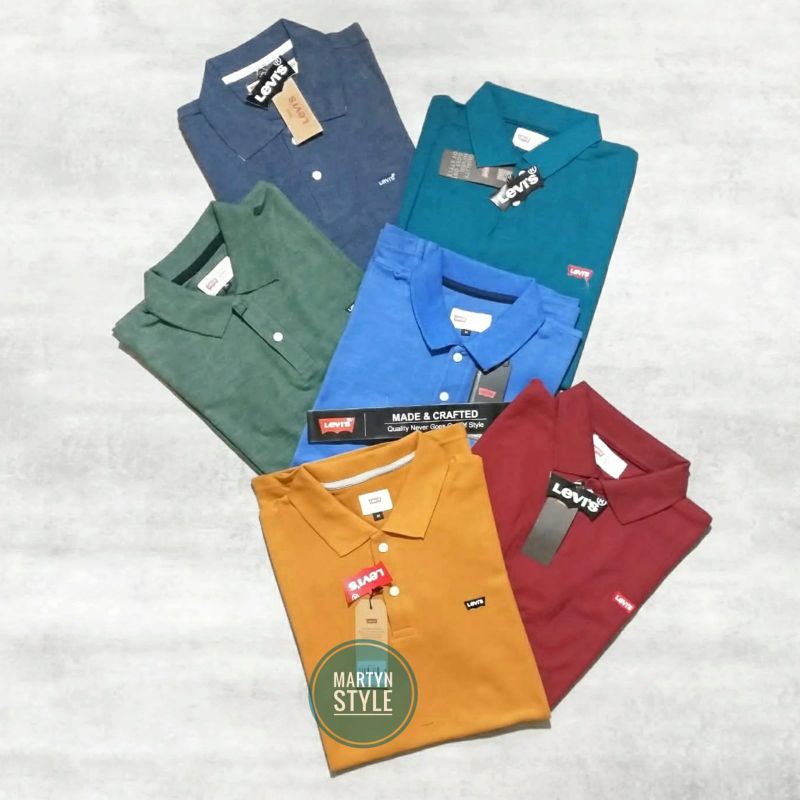 Baju Kaos Kerah Polos Pria Dewasa Slim Fit Polo Shirt Levis Bahan Lacost Cowok M L XL
