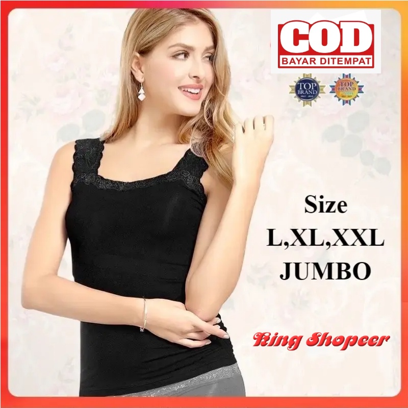 Tanktop Tank Top Tangtop Tengtop Wanita Polos Tali Lebar Camisol Sorex Renda U-Neck Jumbo Murah