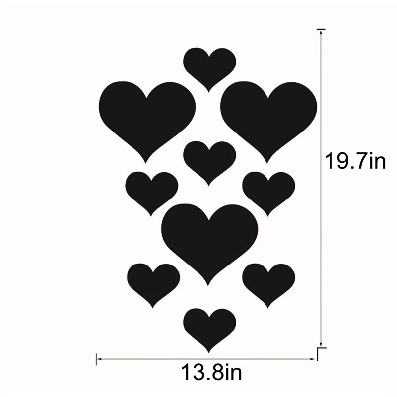 10Pcs Pack 3D Mirror Acrylic Mirror Self-adhesive Love Heart Wall Stickers