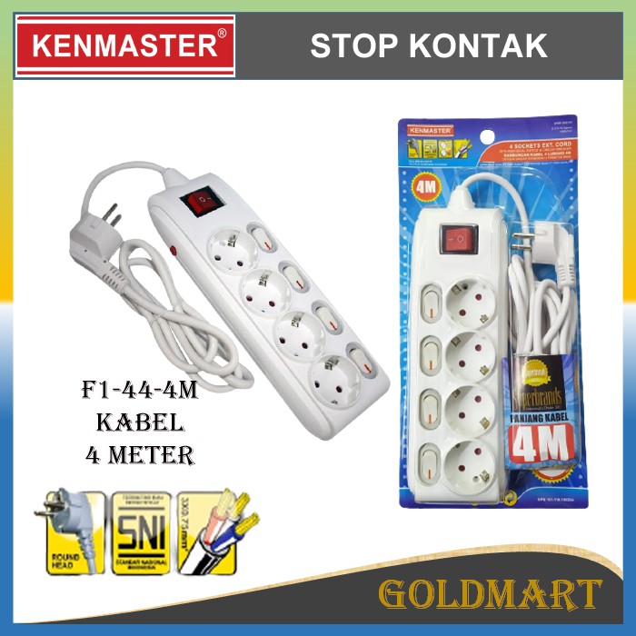 Stop Kontak 4 Lubang 4m - Kenmaster Terminal Colokan Listrik 4 Socket f1-44-4M