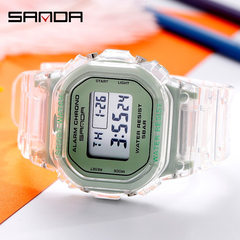 SANDA 2009 Jam Tangan Wanita Pria Digital Tali Rubber Chronograph Anti Air WATCHKITE WKOS