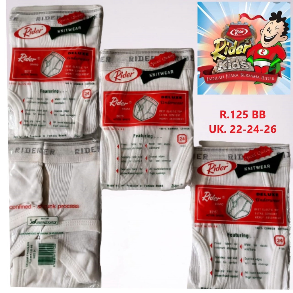 sogo RIDER R125BB Celana Dalam Anak Classic Brief Putih (1 Pcs) Boys Cuci Gudang Obral Celana Dalam Anak Rider Original Murah