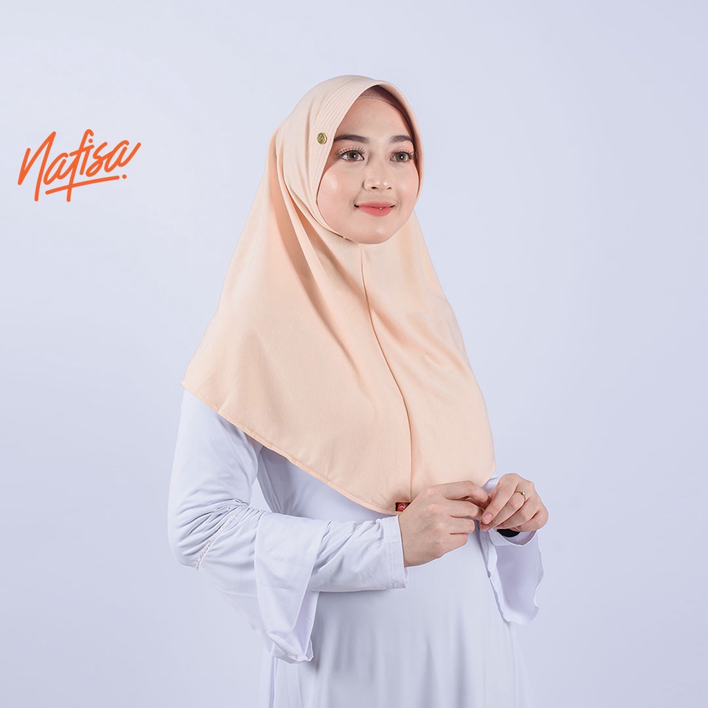 Nafisa Asha size M Jilbab Instan Polos Bahan Kaos Premium | Hijab Instan Bergo Pad Antem