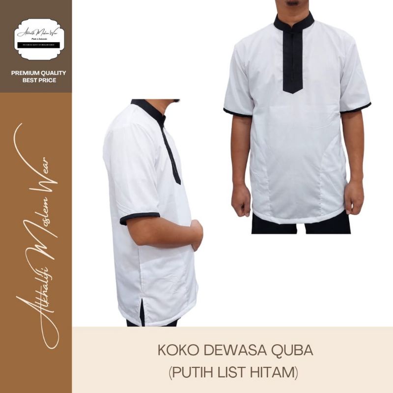 COUPLE Baju Koko Dewasa Quba (Varian White) Berkualitas by Alkhalifi Moslem Wear