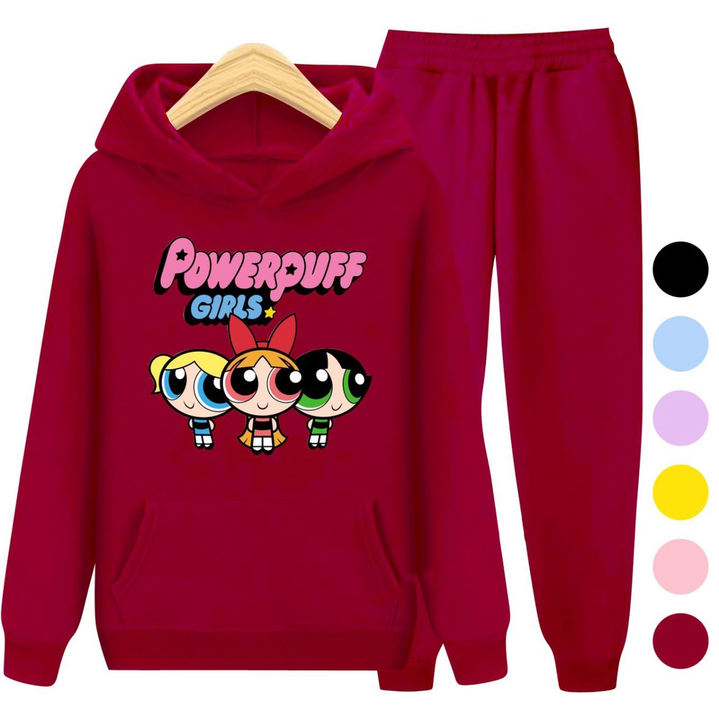 Setelan Anak Sweater Hoodie POWERPUFF GIRLS Anak Perempuan / Sweater Anak Kartun Size S - XXL , 3 - 15 Tahun