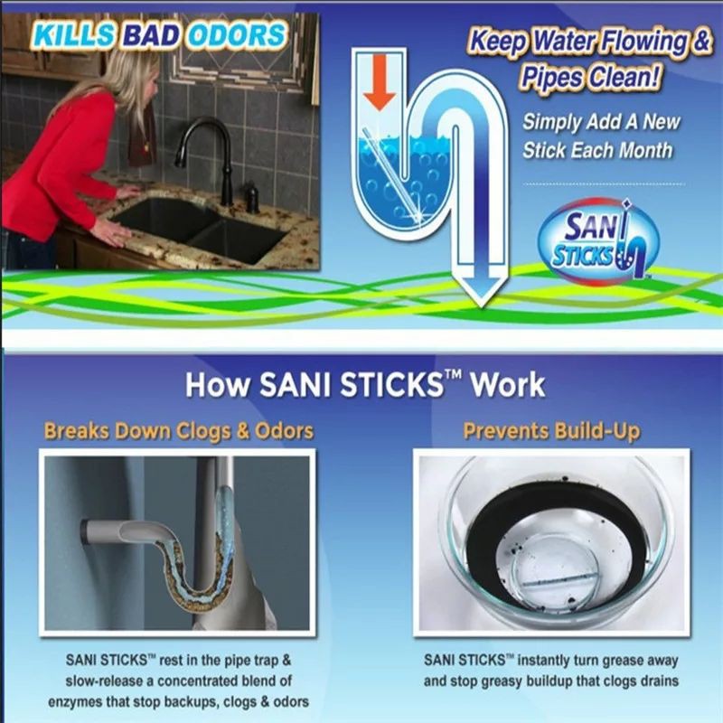 Anti Sumbat Pipa WC Sani Stick Drain Force Pembersih &amp; Pemawangi