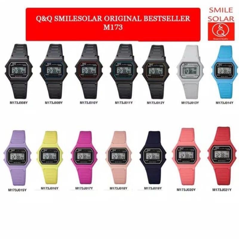 Q&amp;Q M173 M173J JAM TANGAN ORIGINAL QQ ORI QNQ FASHION DIGITAL WANITA RUBBER WATER RESIST