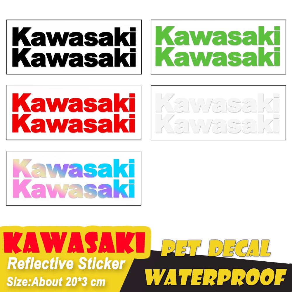 1 Set Stiker Reflektif Laser Logo Kawasaki Untuk Dekorasi Motorcross