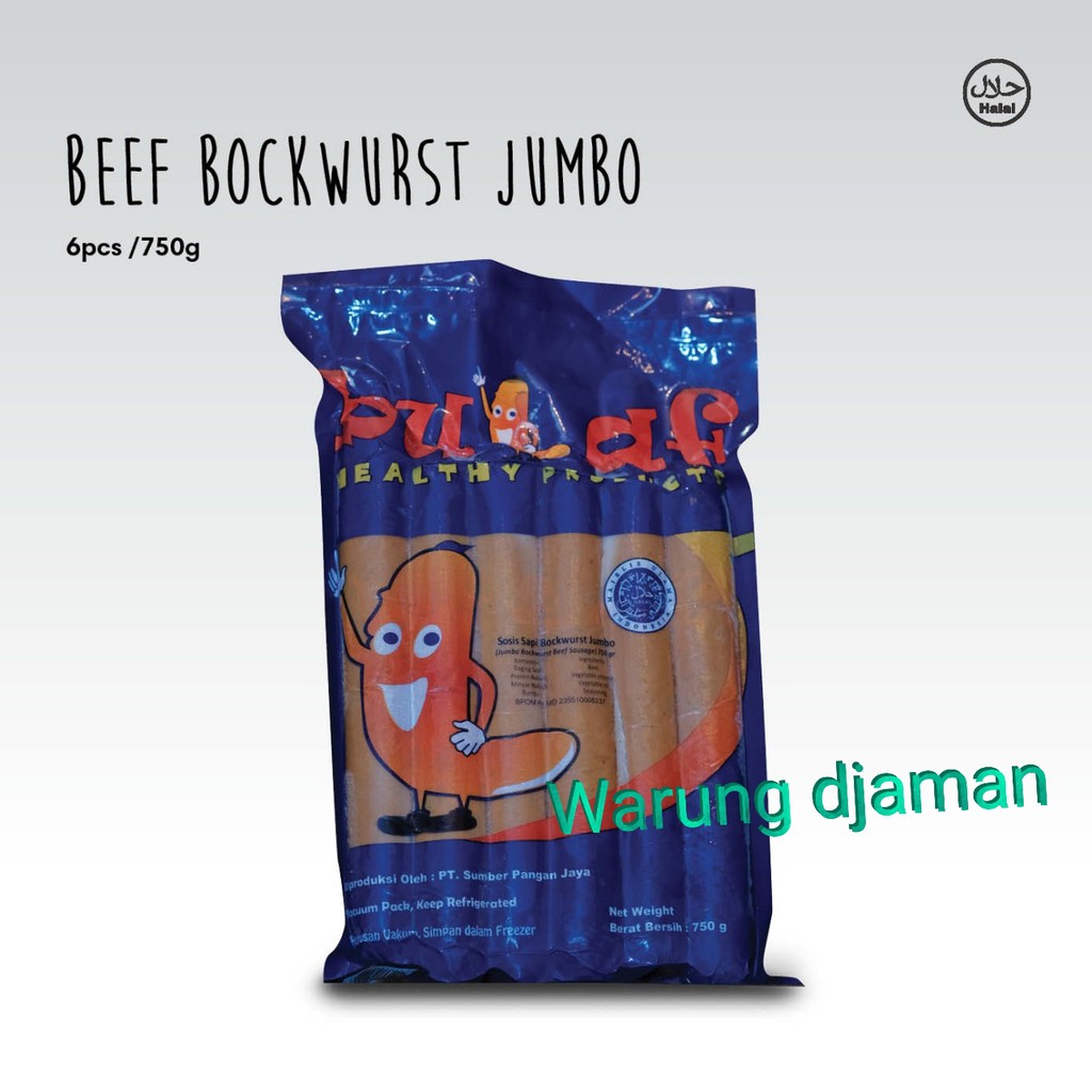 

SOSIS BULAF BEEF BOCKWURST JUMBO ISI 6 / BERAT 750 GRAM
