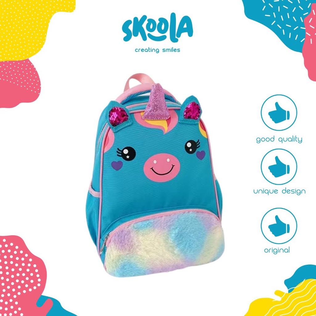 Skoola Tas Sekolah Anak Perempuan TK Ransel Unicorn Rabbit - Glitz