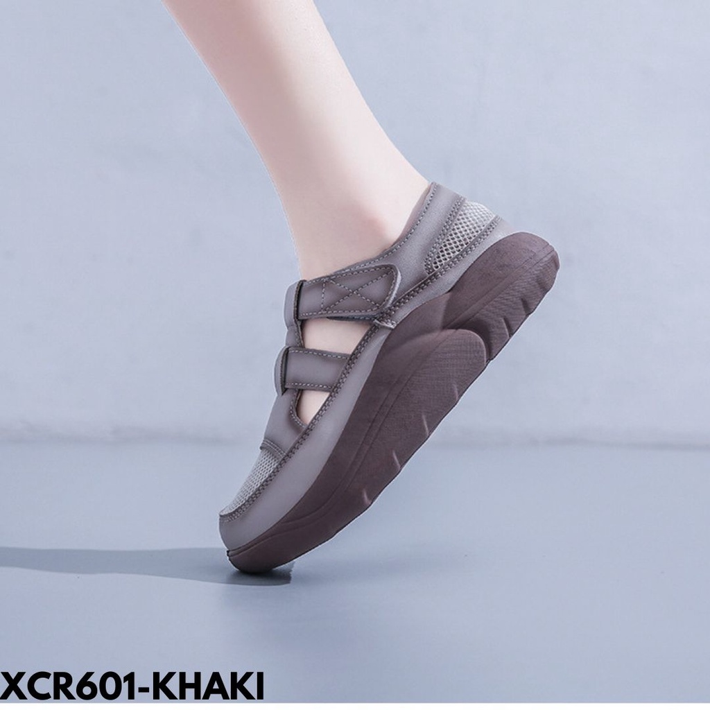 WEDGES WANITA KEREN SOLE TINGGI MANTEP BAGUS BAHAN PU COMBINASI MESH IMPORT CR601