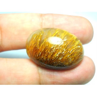 YZ047 Natural Golden Rutilated Agate Oval Cabochon 31.19ct