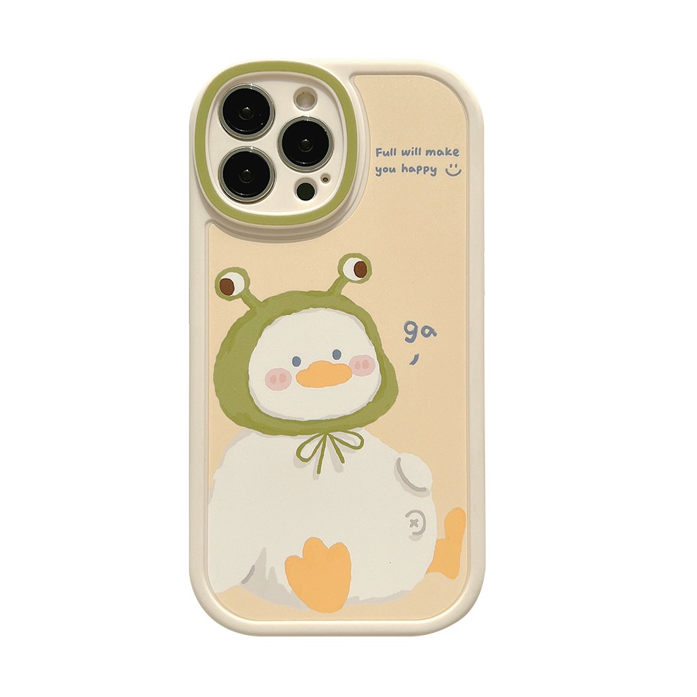 IPHONE Sarung Casing Belakang Hp Matte Warna Krem Bebek Kartun Lucu Untuk Iphone7 8 PLUS X XR XS 11 12 13 14 MINI PRO MAX Se2020