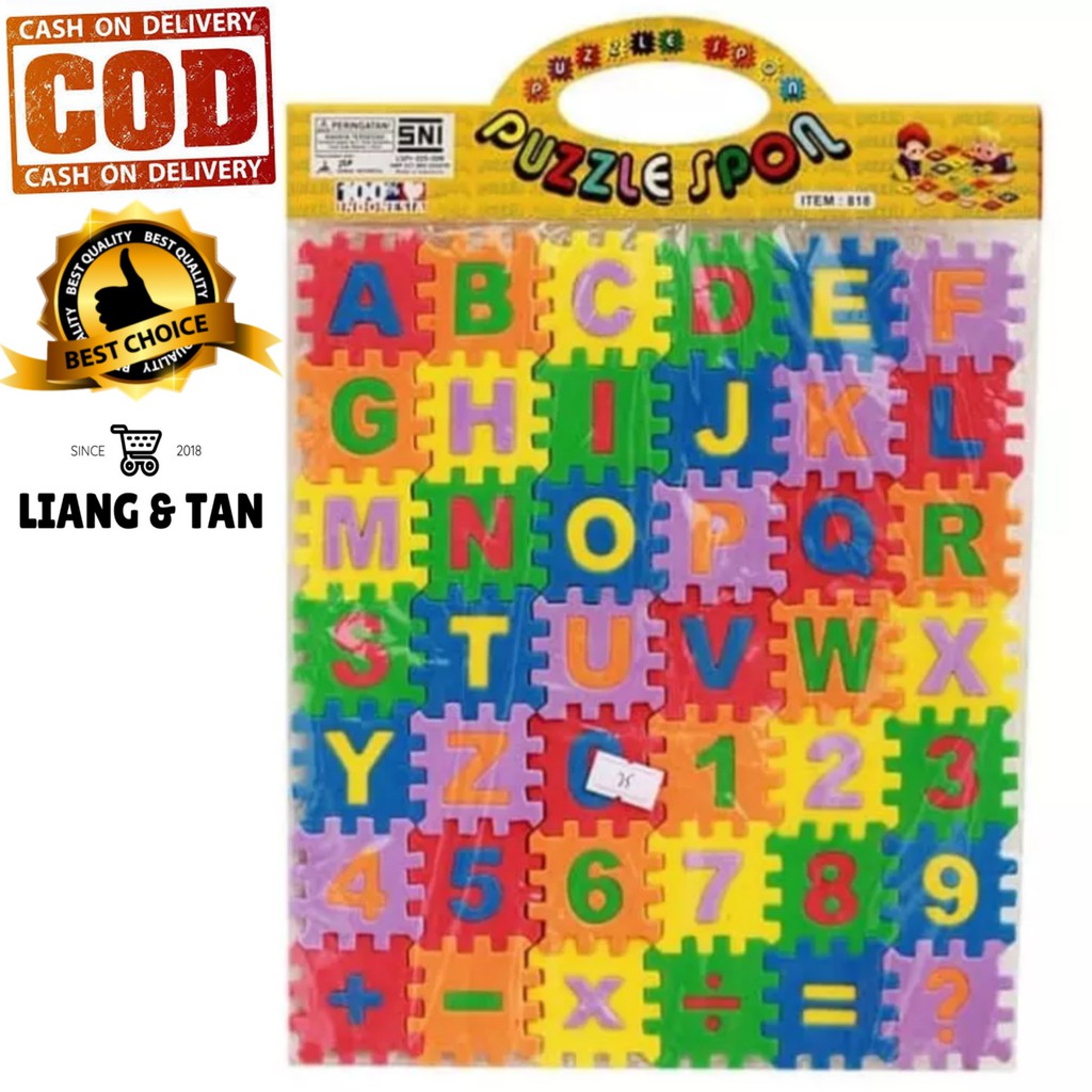 Promo No.818 Mainan Edukasi Anak Puzzle Spon Huruf Dan Angka Isi 42 Keping Murah