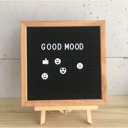 Letter Board - Papan Nama Bayi - Felt Letter Board - Papan Tulis Custom - Letter Board Kekinian SmileGirl 25x25-Tripod kayu