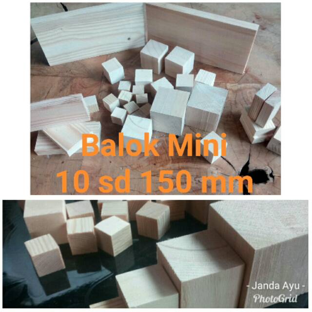 Dadu kubus kayu jati belanda 1-10cm