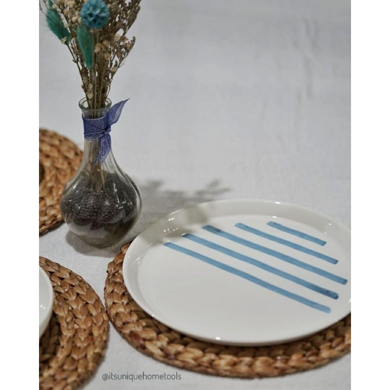 dinner plate blue stripe porcelain