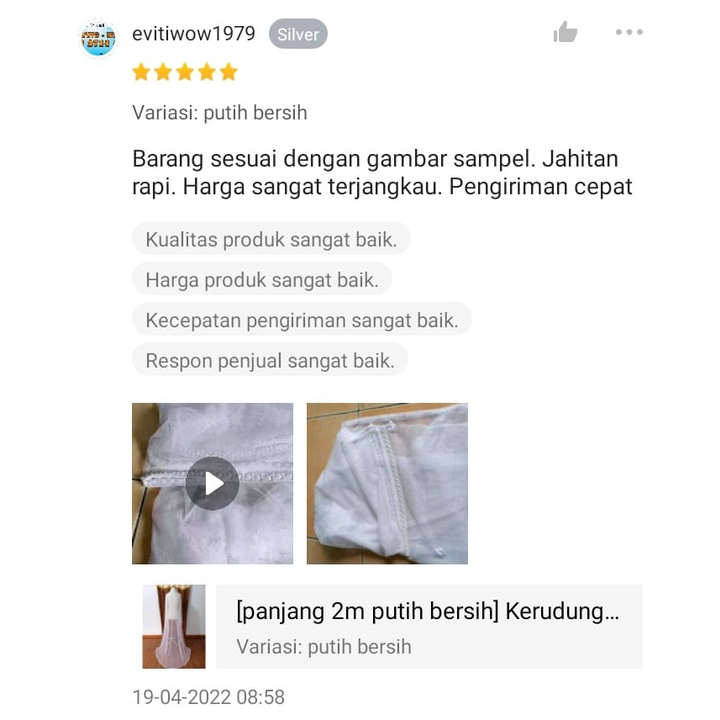 [panjang 2m putih bersih] Kerudung Pengantin Mutiara / Slayer Pengantin / Veil Weding / Slayer