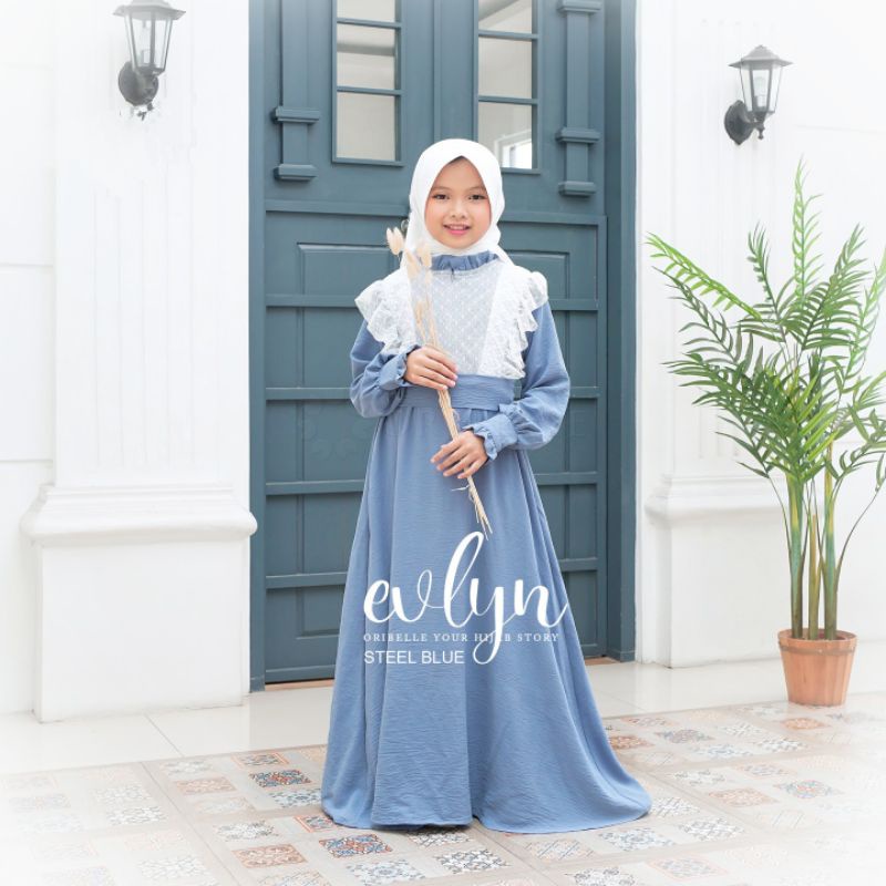 DRESS KIDS MIX TILEDOT TERBARU/EVLYN KIDS ORIBELLE/GAMIS MUSLIM ANAK TERBARU/DRESS TILEDOT KIDS/FAR MOSLEMSTORE