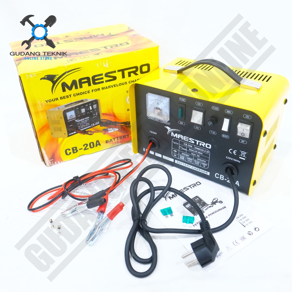 Charger Baterai Aki Motor Mobil 20A MAESTRO CB20A / Ces Strum Accu Battery 20 Ampere CB 20A MAESTRO