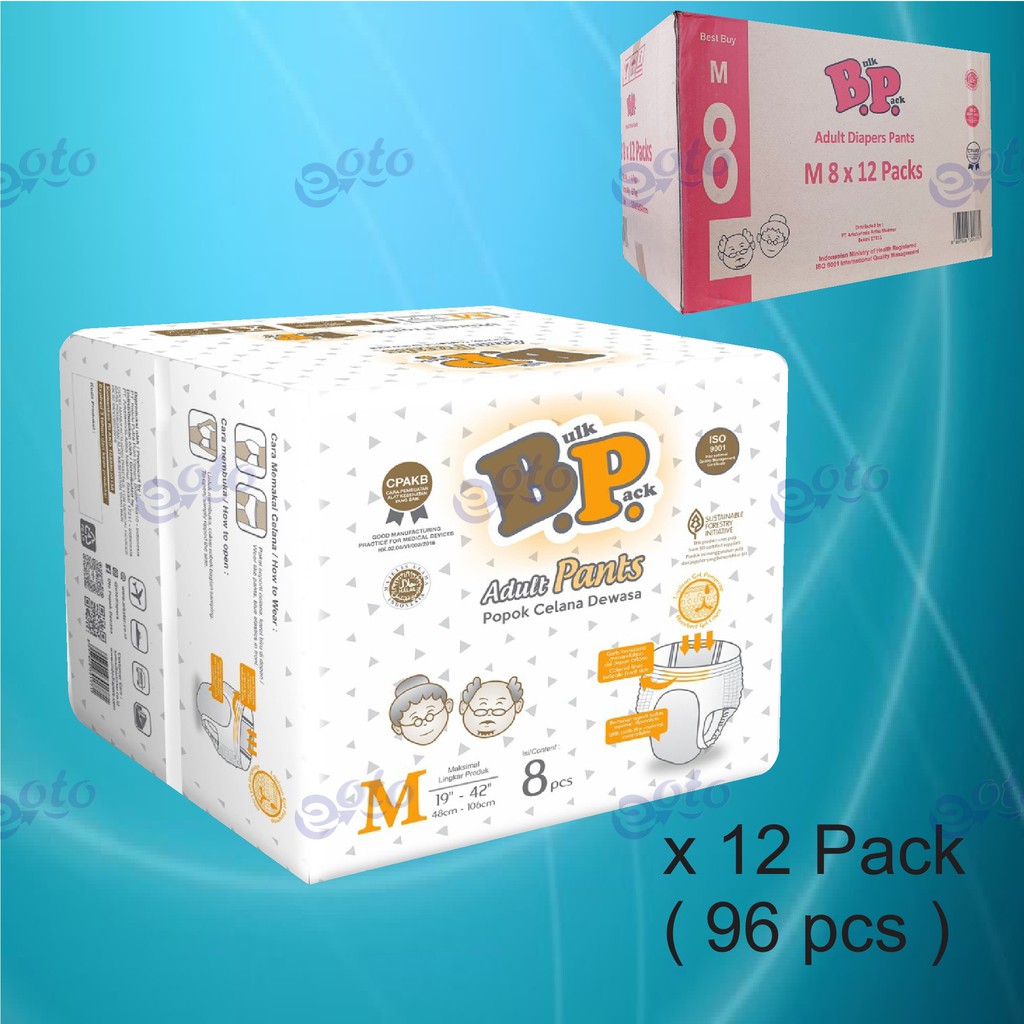 BP Popok Dewasa PANTS Adult Diapers Celana uk M 8 pcs x 12 ( 96pcs )