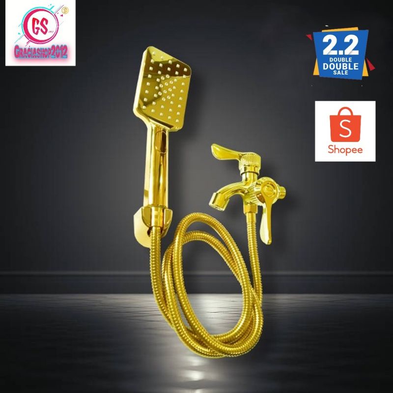 Shower Kamar Mandi Paket Shower Mandi + Kran Cabang Murah Shower Kamar Mandi Gold 2 Mode